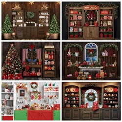 Christmas Backdrop for Photography Kitchen Cupboard Xmas Holiday Party Children Family Portrait Backgrounds Decor Photo Studio