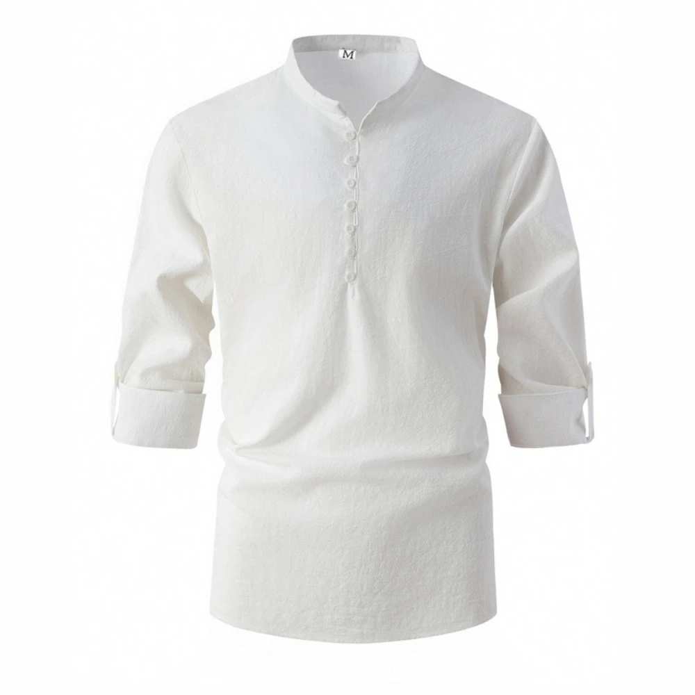 

White 100%Cotton T-shirts for Men Loose Fit Summer Sports Top Long Sleeve Casual Breathable Elegant Mens Shirt 2025 Hot