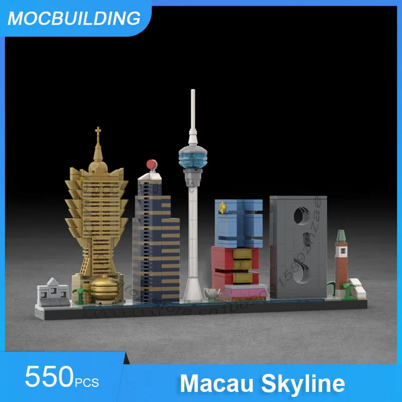 MOC Building Blocks Macao Skyline Architettura Modello di visualizzazione Collezione di città Fai da te assemblare mattoni Giocattoli di Natale creativi Regali 550 pezzi