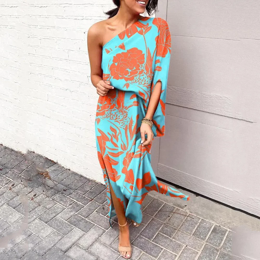 2022 African Dresses for Women Summer African Long Dress Women Beach Party Dresses Elegant Backless Off Shoulder Maxi Dress