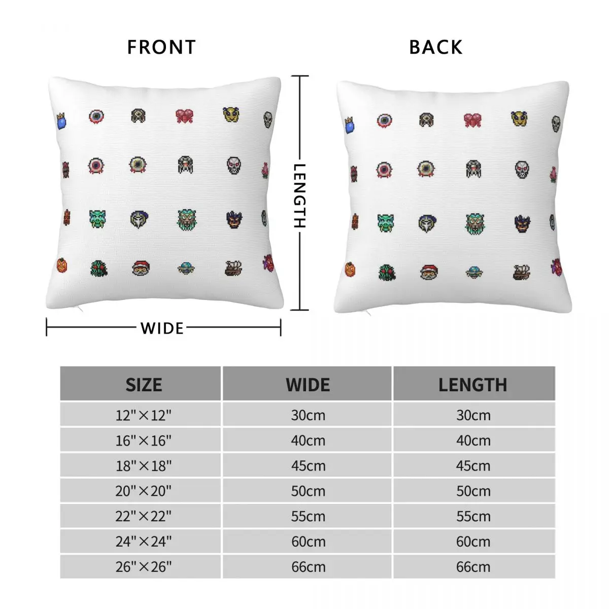 Terraria Bosses Retro Icons Pillowcase Polyester Linen Velvet Printed Zip Decor Throw Pillow Case Room Cushion Case 18