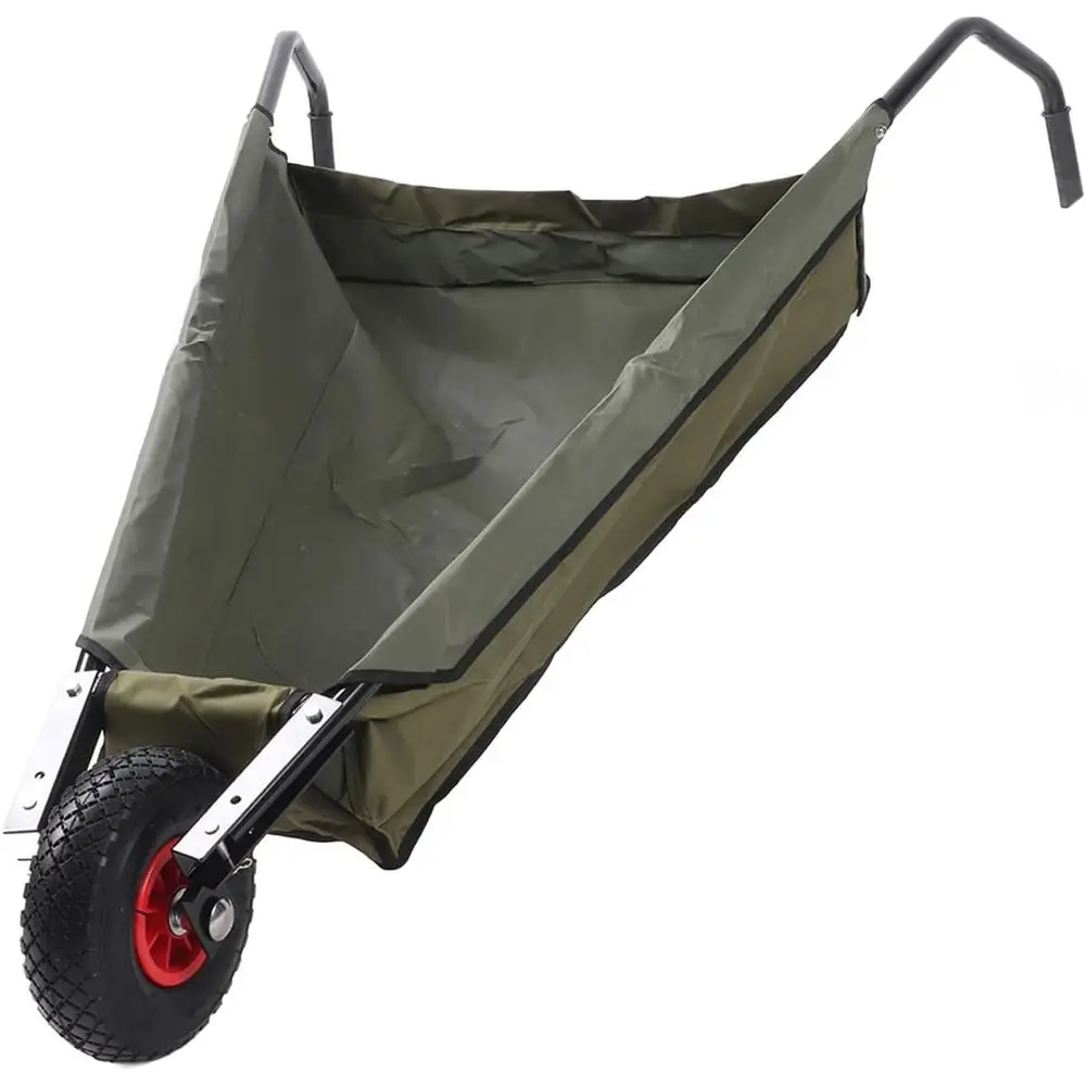 

Складная стальная садовая тачка — тележка для двора большой емкости для травы, сорняков, коры и почвы