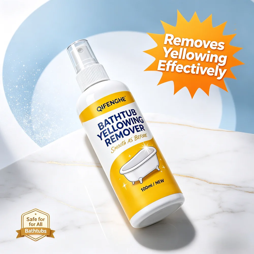 QIFENGHE Spray Quita Amarilleo para Bañeras de 100ML, Limpiador de Manchas Seguro y Suave para Bañeras, Lavabos y Inodoros, Elimina Cal y Óxido, Restaura