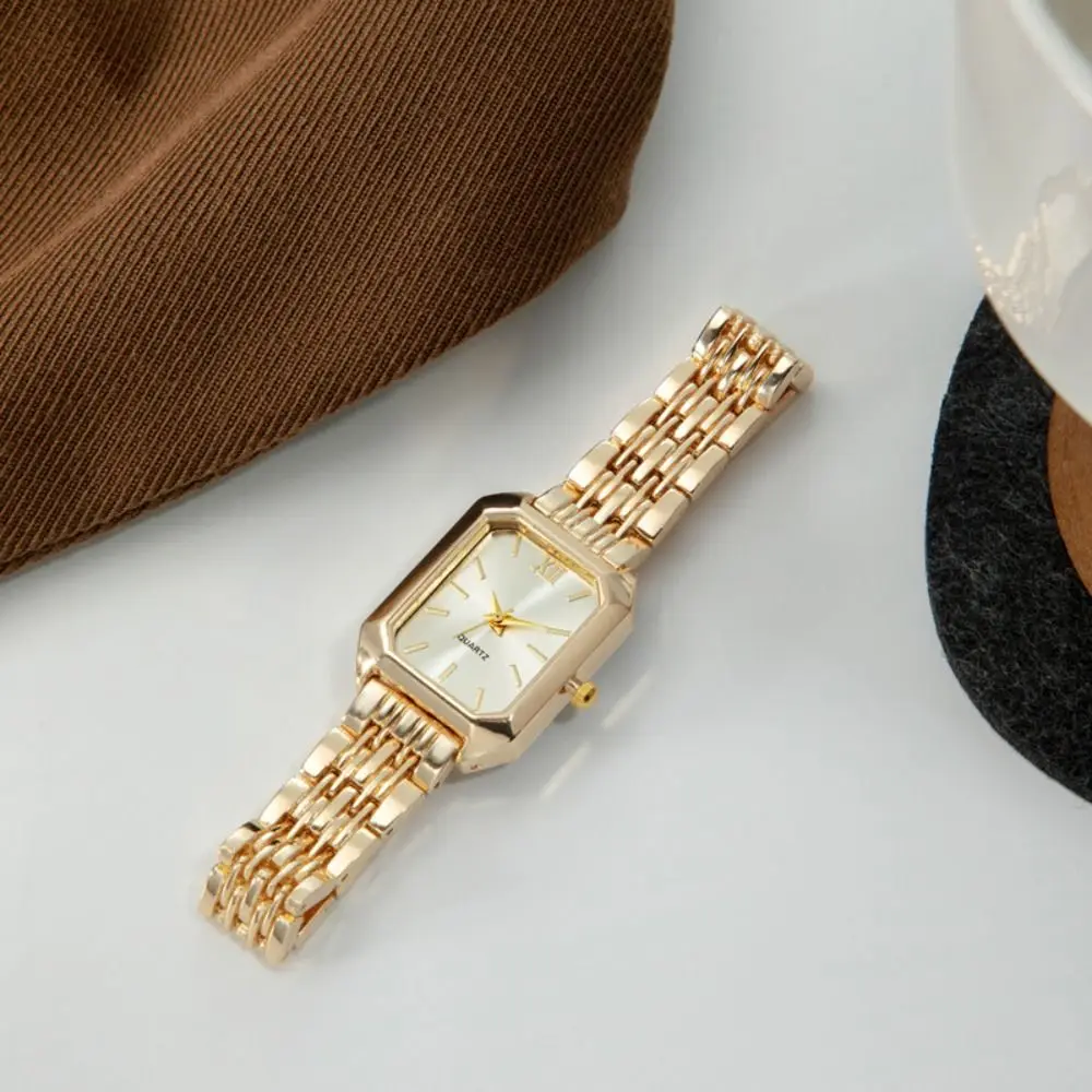 Hot Stainless Steel Wristwatch Bracelet Set Folding buckle Quartz Quartz Watches Rhinestone Square Strap Watch Student
