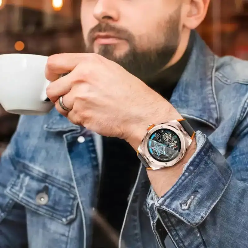 MV58 الرياضة Smartwatch الرجال 1.28 بوصة دائرة كاملة شاشة ملونة سبائك الزنك قذيفة سيليكون حزام اليابان كوريا فرنسا ساعة الموضة