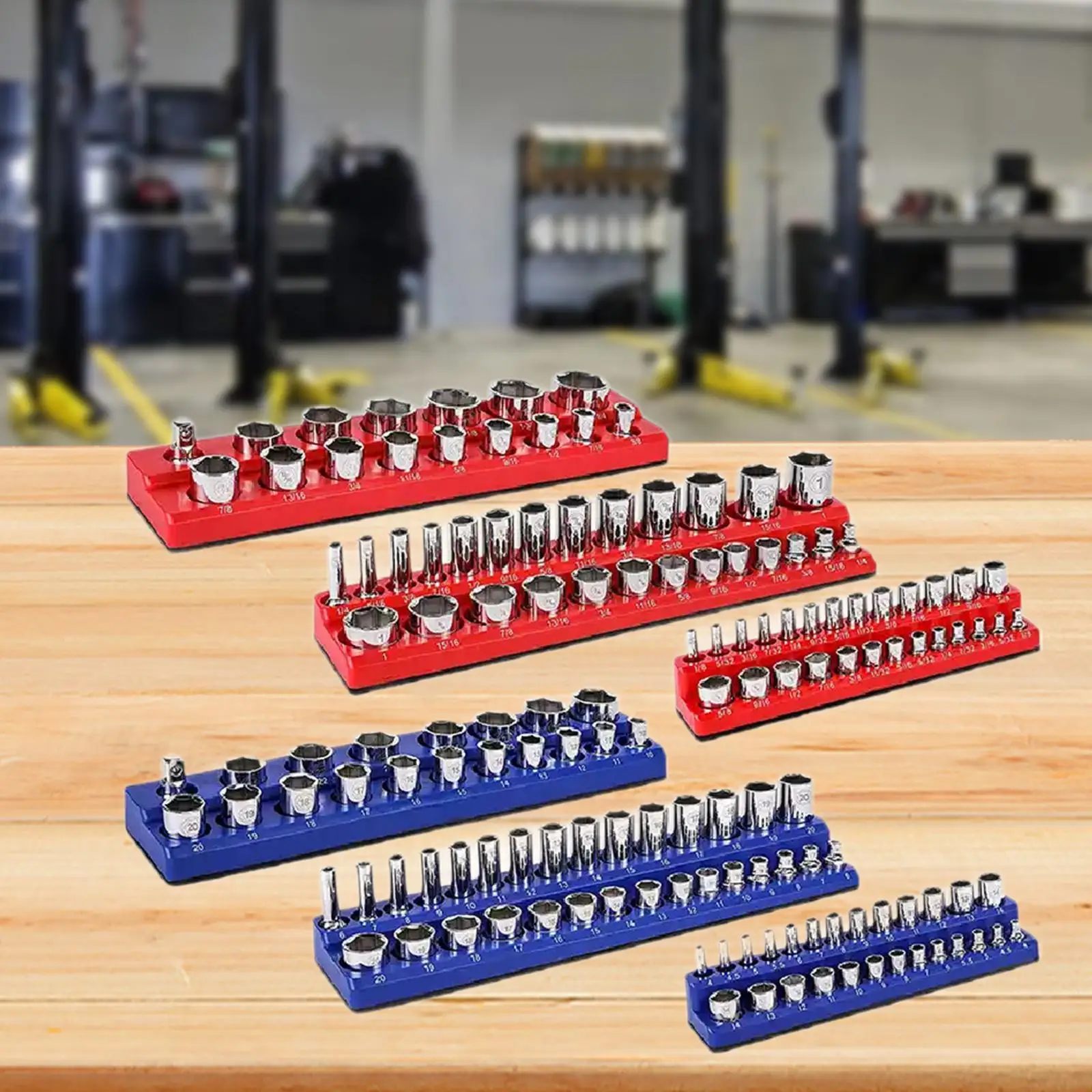 

6 Pieces Magnetic Socket Organizers Portable Socket Holders Kit for Tool Box