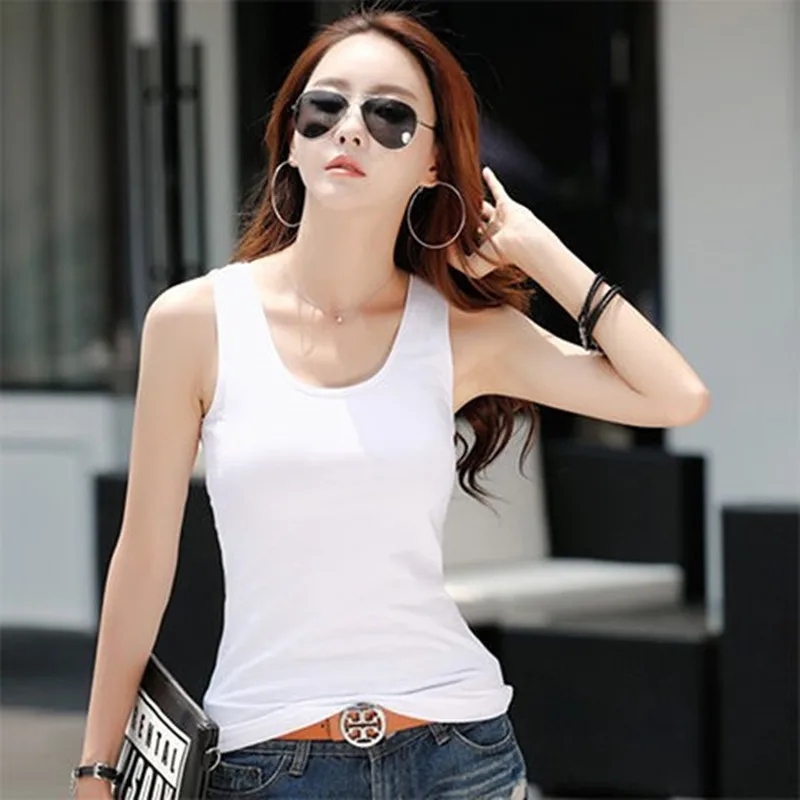 White Tight Camisole Women's Summer Outer Wear Inner Wear Versatile Bottoming Shirt Women's Korean-Style I-Shaped Vest Outer Wea