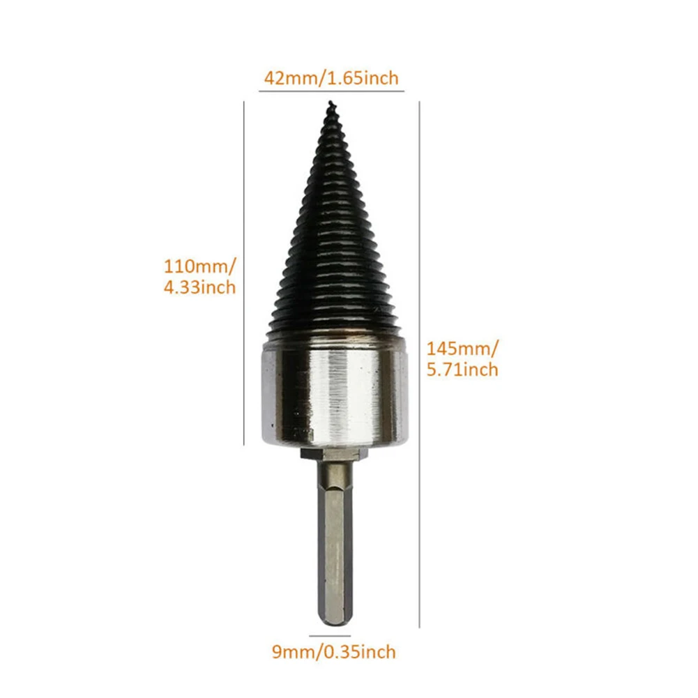 Splitter Firewood Drill Bit Splitting Tool With Handle 4pcs Log Set Wood Carbon Steel Cone Garden High quality