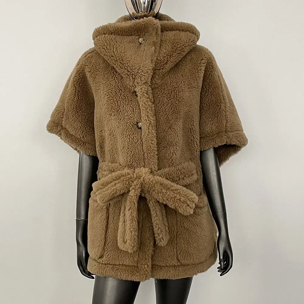 OFTBUY 2025 Dame Wollen Jas Korte Teddy Vest Jas Vrouwen Vest Gilet Bont Vest Oversize Mouwloos Bont Vest Vrouwen Bontjas