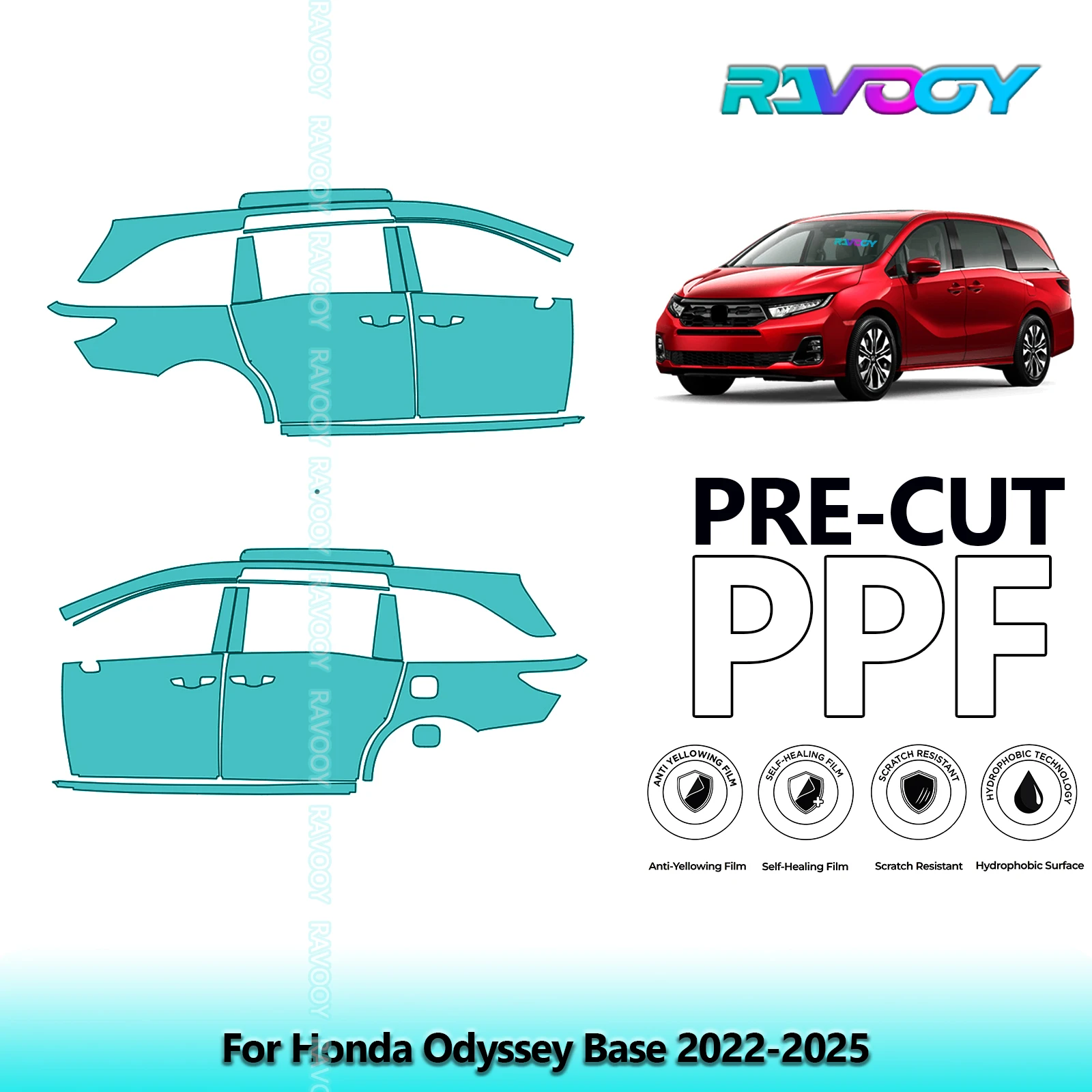 

For Honda Odyssey Base 2022-2025 8.5mil Clear Matte Pre-Cut PPF Door & A/B Pillar Kit TPU Paint Protection Film Set