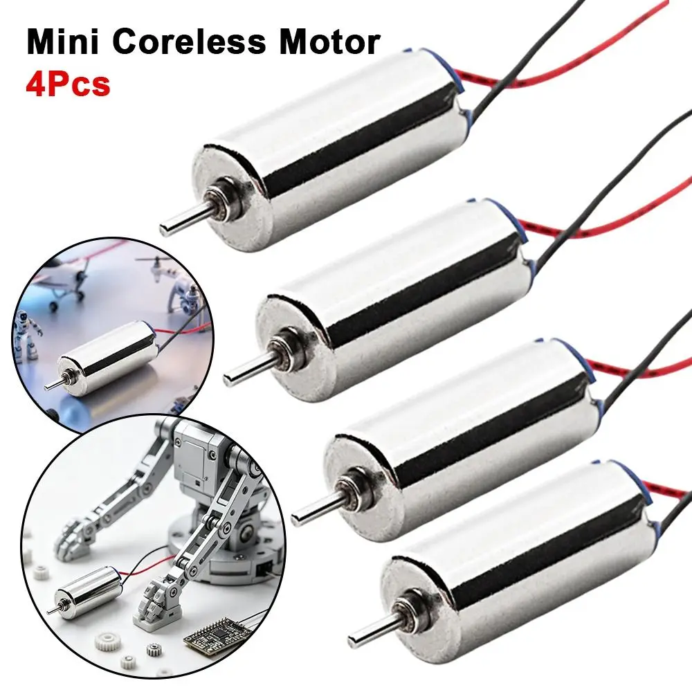 4pcs DC 3.7V 0.5W 614 Mini Coreless Motor No-load Speed 3000 High Speed Model Airplane Motor High Strength Magnetic