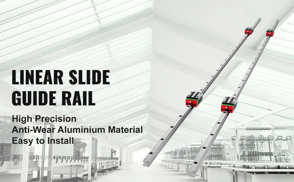 SucceBuy HSR15-1500mm 2pcs Linear Guideway Rail 4X Square Type Carriage Bearing Blocks, Rail Support for 15mm Slotted Bearings