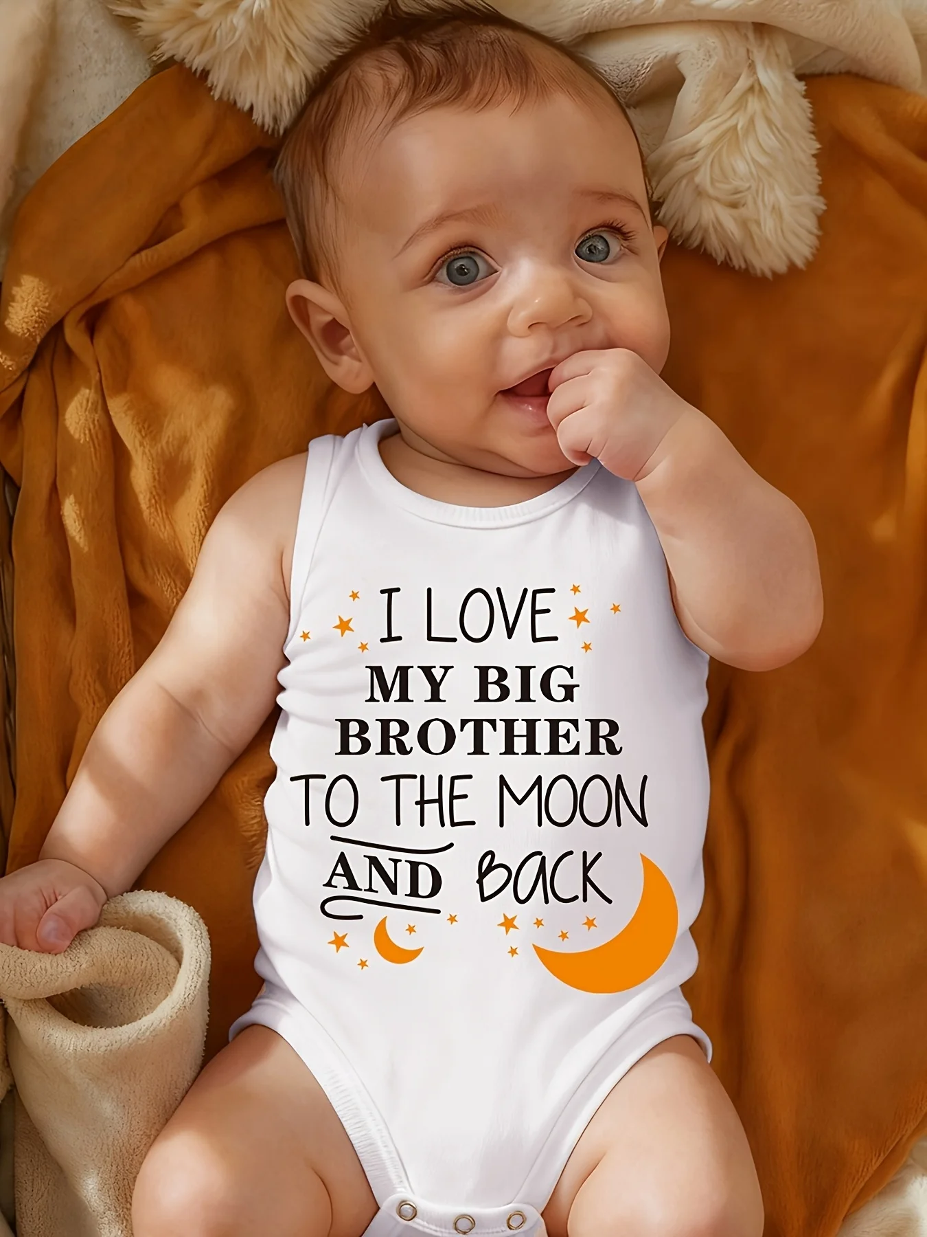 I Love My Big Brother To The Moon And Back Letter Print Baby Vest Romper Newborn Crawling Suit Jumpsuit Soft Comfortable Pregnan