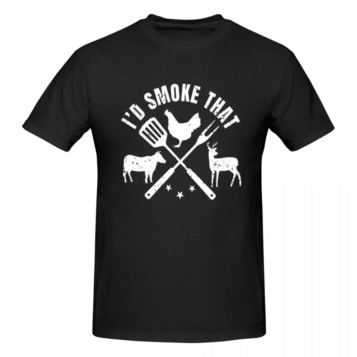 I'd Smoke That Chicken Cow Deer Funny Grilling BBQ Smoker Chef Dad Gift Men T-Shirt Oversized T Shirts Men's Round Neck Cotton