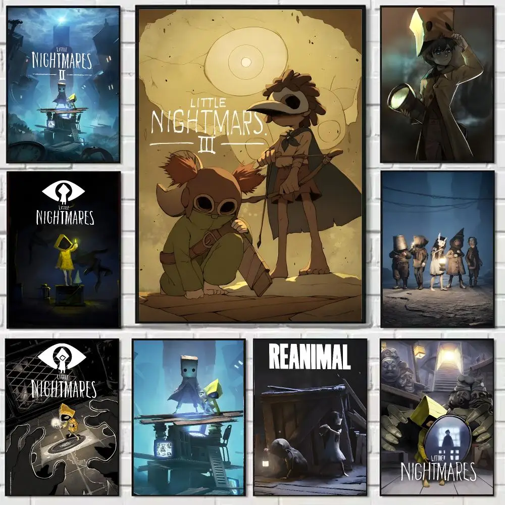 Game L-Little Nightmares Poster Self-adhesive Art Waterproof Paper Sticker Coffee House Bar Dorm Room Wall Decor