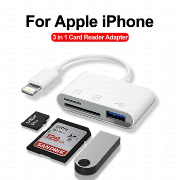 3 In 1 SD TF 카드 리더기 Apple iPhone 14 12 13 11 Pro Max XR XS USB C 카메라 변환기 iPad 안드로이드 노트북 OTG 어댑터 