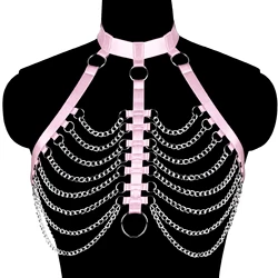 Women Goth Bondage Harness Body Cage Bra Harajuku Open Chest Elastic Body Harness Pole Dance Wear Body Chain Sexy Lingerie