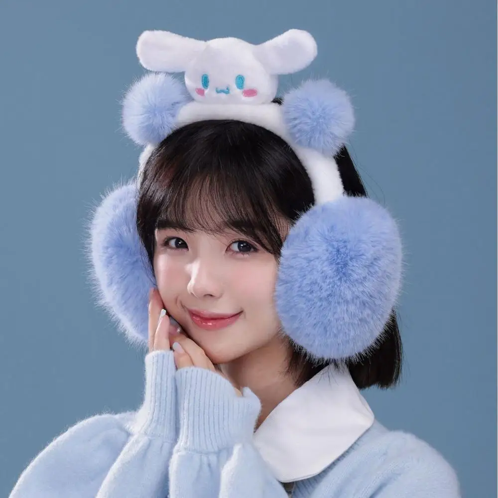 Girls Cinnamoroll Kawaii Plush Earmuffs Sanrio Cartoon Warm Earmuffs Autumn and Winter Student Riding Antifreeze Ear Protection