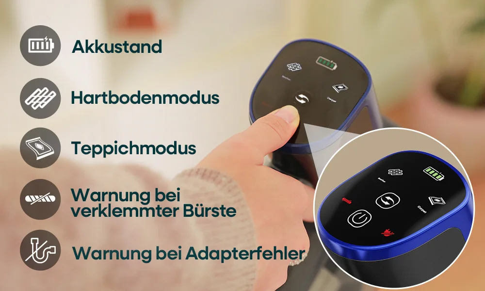 Erabros EV2 450W 55kPa Kabelloser Staubsauger Hohe Saugkraft Handstaubsauger Smart Home Reiniger Kapazität LED-Anzeige Boden Teppich – Detail 4