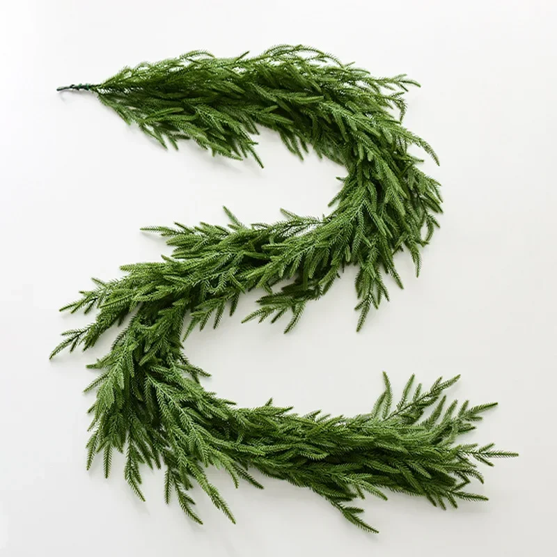 6/9 pés natal norfolk pinho denso guirlanda vegetação artificial toque real guirlanda para feriado manto lareira mesa decoração de casa