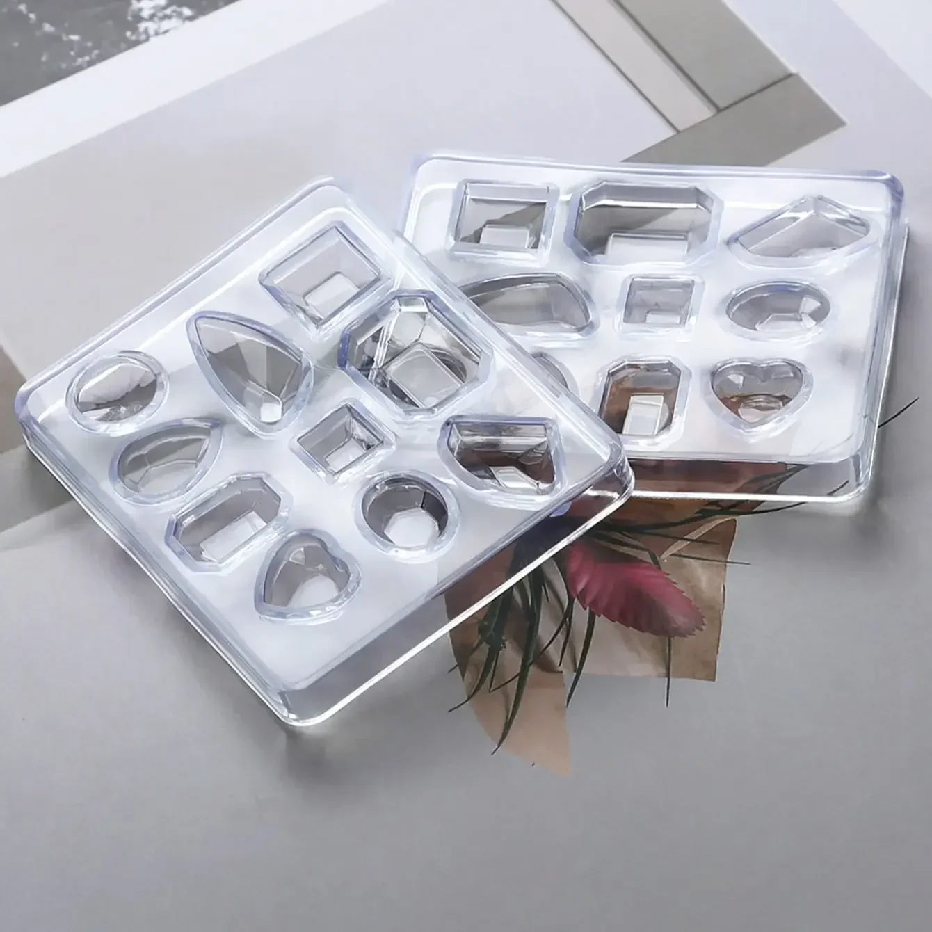 1 قطعة-DIY مرآة مجوهرات كريستال الايبوكسي الراتنج قالب الحب الهندسة القمر متنوعة الأحجار الكريمة قلادة القالب