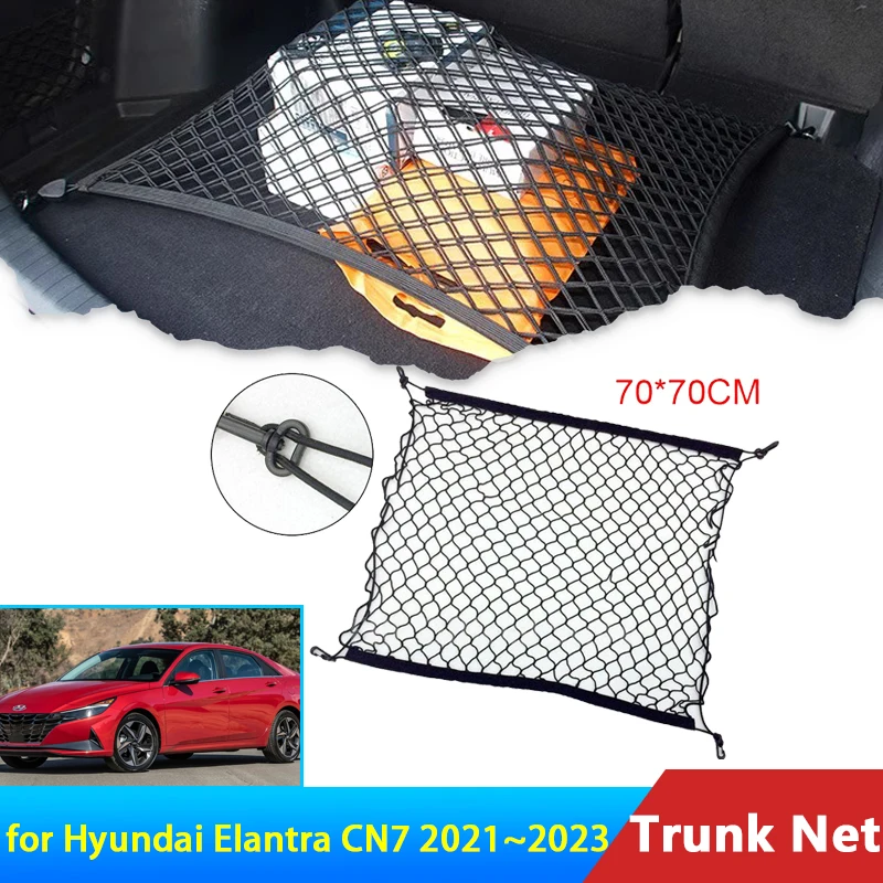 

for Hyundai Elantra CN7 I30 2023 2022 2021 Avante N Line 7 Accessories Car Boot Trunk Cargo Net Nylon Elastic Storage Organizer