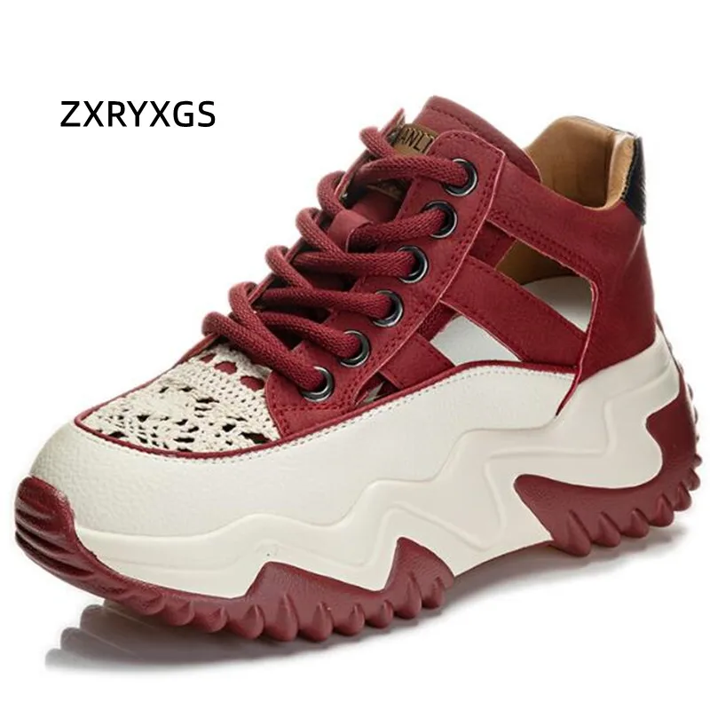 ZXRYXGS Thick Soled Inner Raised Sandals 2024 New Summer Breathable Versatile Women Sandals Premium PU Leather Sneakers Sandals