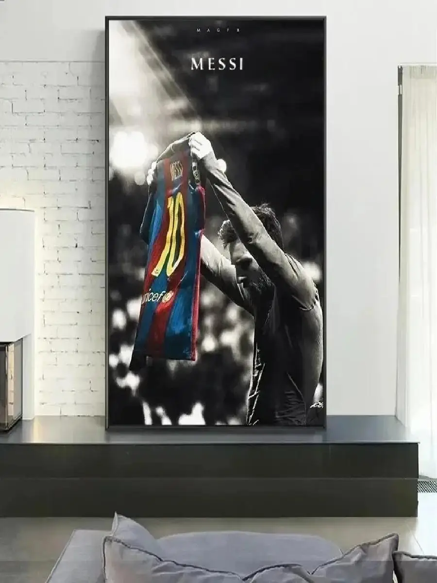 Lionel Messi Football Star Classic Vintage HD Canvas Wall Art Print Poster - Home Living Room Club Decor Collection Gift view 2