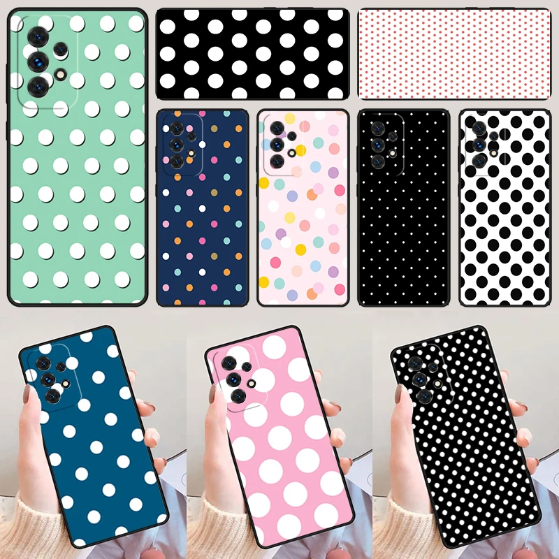 

Black And White Polka Dot phone case For Samsung Galaxy A42 A31 A40 A51 A71 A32 A80 A91 A52 A72 A20e A21S A50 A70 A11 A12 Cover