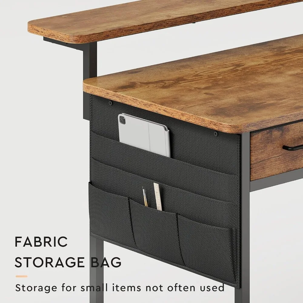 Compact Desk with Drawers and Monitor Stand for Small Spaces, Office, Bedroom and Vanity Use - view 5