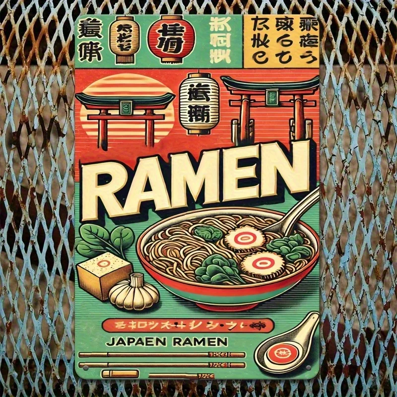 Vintage Japan Ramen Tin Sign - ch Metal Wall Decor with Authentic Japanese Design, Perfect for Kitchens, Restaurants, Cooking C