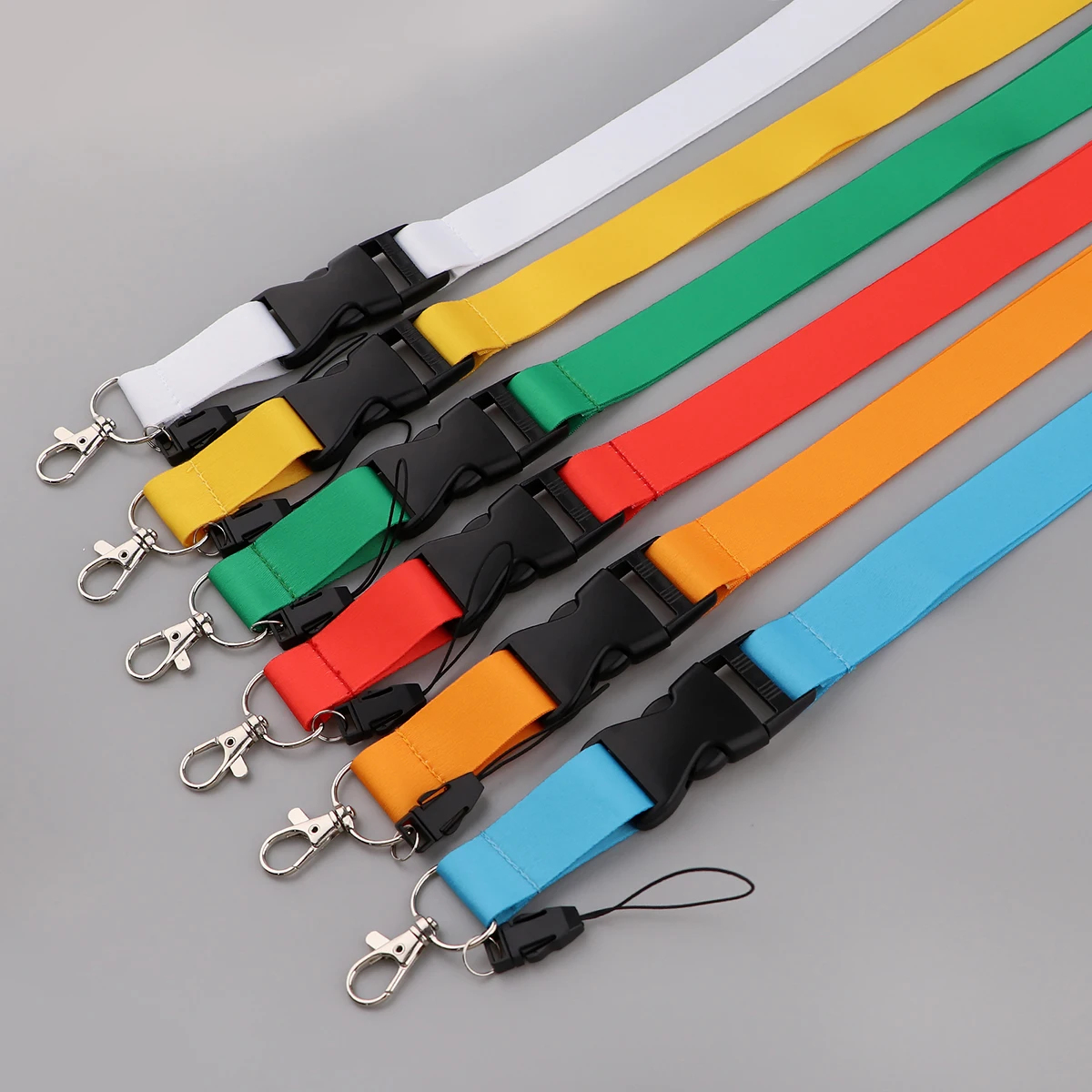 FI52 Solid Color Rope Strap Keychain Neck Lanyard For Students Keys Long Phone Hanging Buckle Anti-Lost Hang Rope Gifts