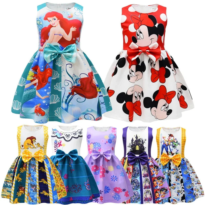 

Kids Girls Frozen Bell Princess Party Dresses Cartoon Minnie Mouse Mermaid Dress Toddler Girl Christmas Outfits Halloween