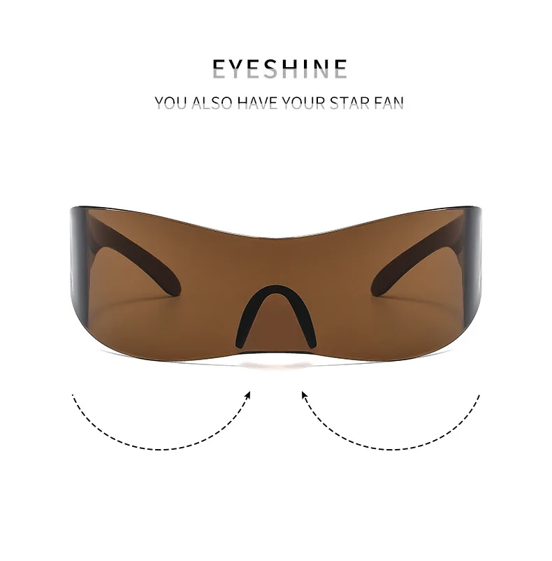 Einteilige randlose Punk-Sonnenbrille für Damen und Herren 2026 – Luxus-Sport-Y2K-Sonnenbrille für Herren, Wrap-Around-Schutzbrille, UV400 – Detail 4