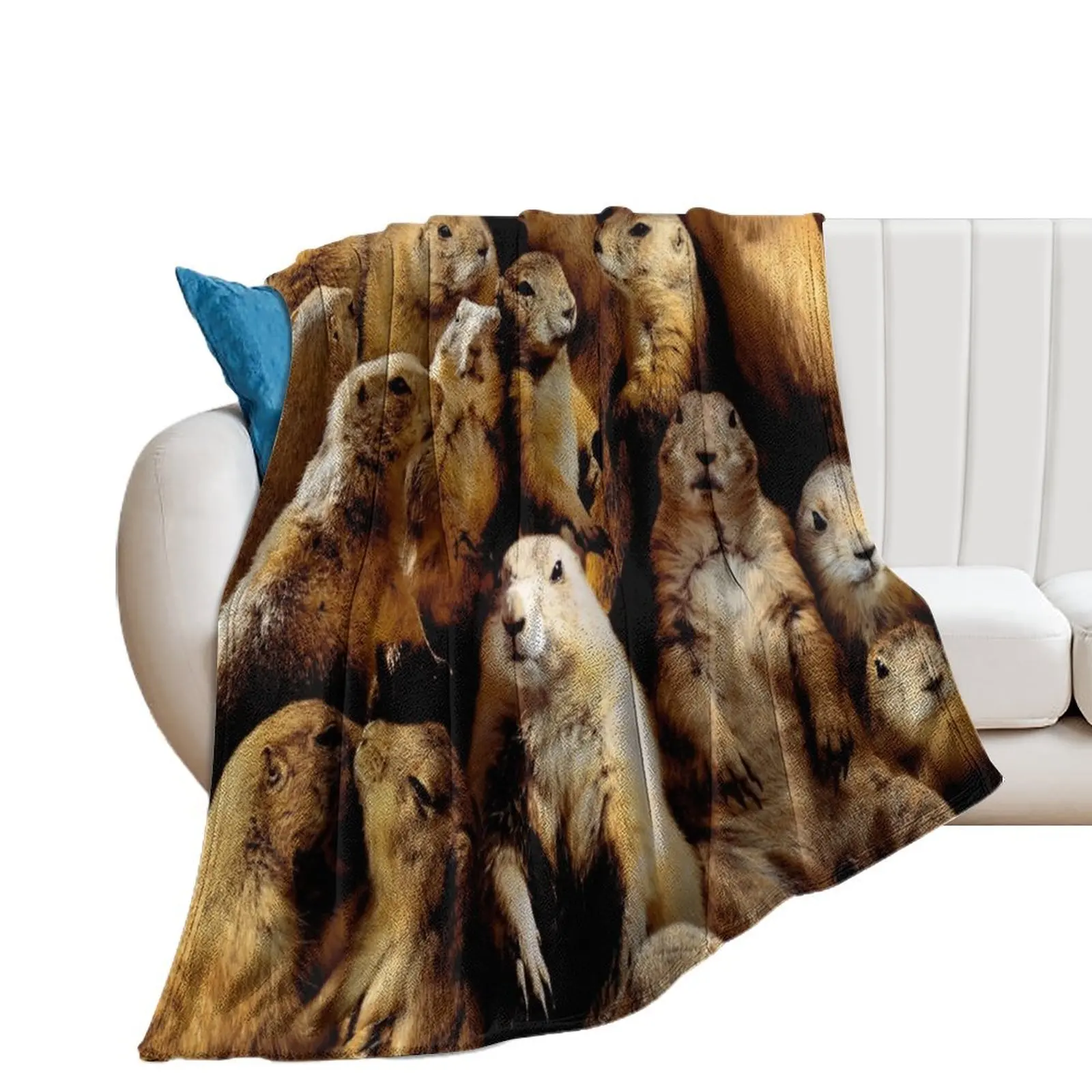 

Prairie Dogs Throw Blanket Plaid on the sofa Picnic Sofa Retros Blankets