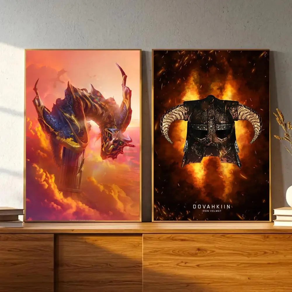 Skyrim Poster Self-adhesive Art Waterproof Paper Sticker Coffee House Wall Decor