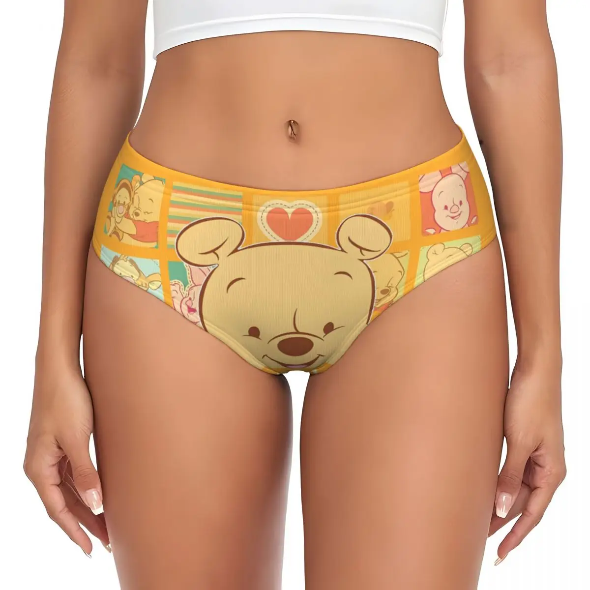 Ropa interior cómoda personalizada de las mujeres de las bragas breves lindas de Winnie The Pooh Kawaii