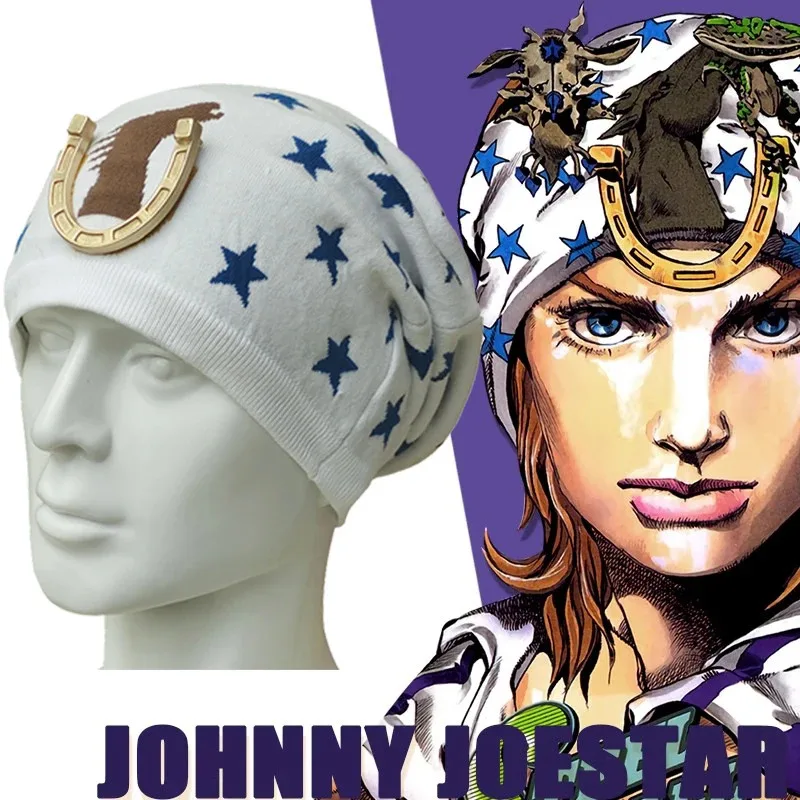 Accesorios de disfraz de Anime Jojos Bizarre Adventure, sombrero de moda para Cosplay de Johnny Joestar, bufanda para hombre, sombrero de fiesta de Carnaval y Halloween