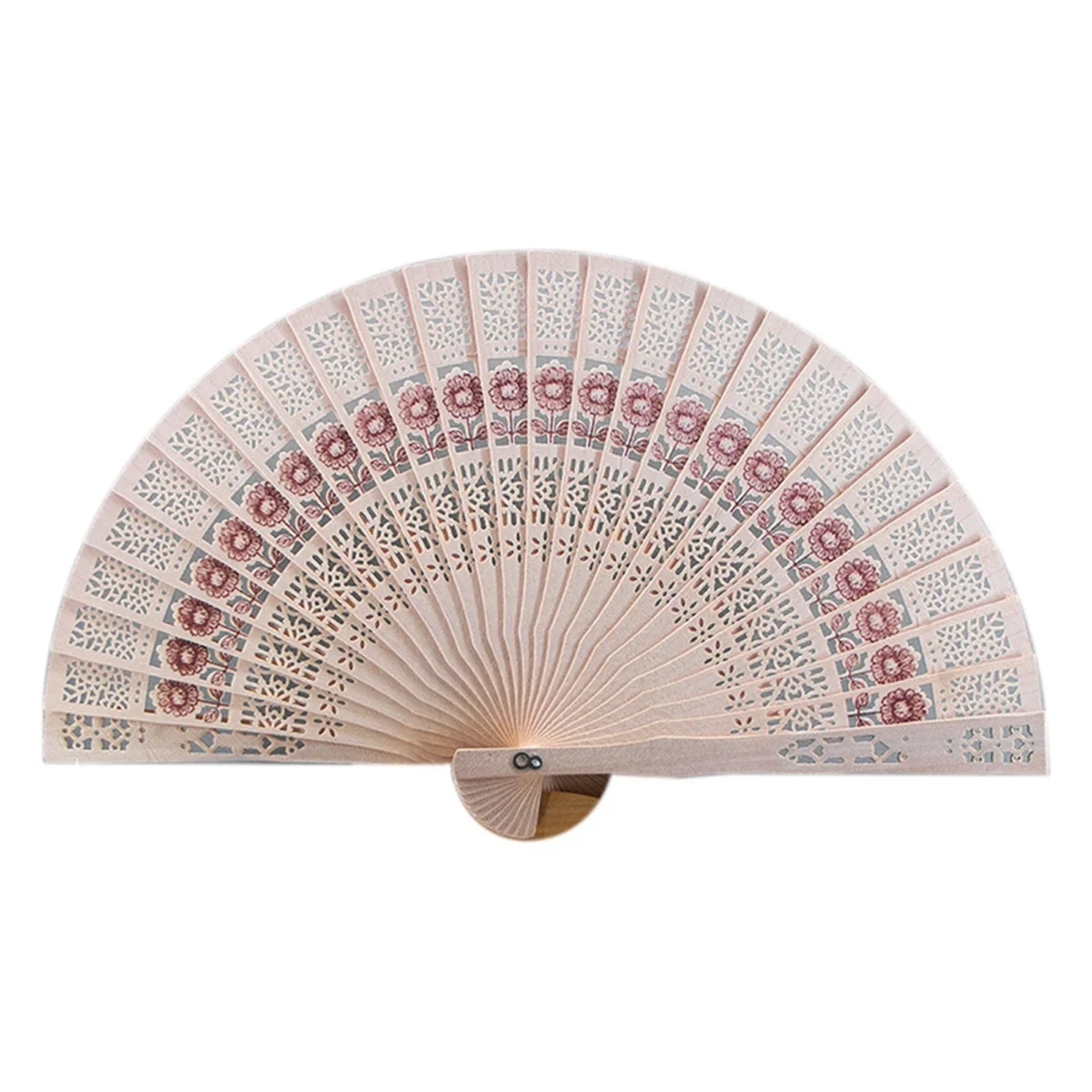 Fashion Wedding Hand Fragrant Party Carved Folding Fan Chinese Wooden Vintage Hollow Antiquity A