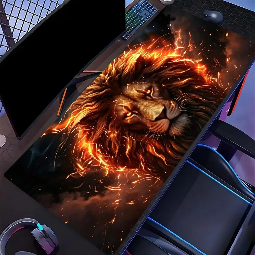 Flame Lion Extra Large Extended Gaming Mouse Pad Non Slip Rubber Keyboard Desk Mat Smooth Surface For Laptop PC Game Desktop