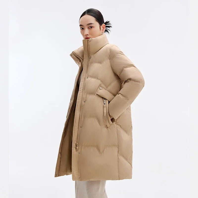 Chericom 2024 Winter Medium Long Stand Up Neck Puffer Coat Women's Duck Down Down Jacket Thickened Warm Casual Jackets 299183