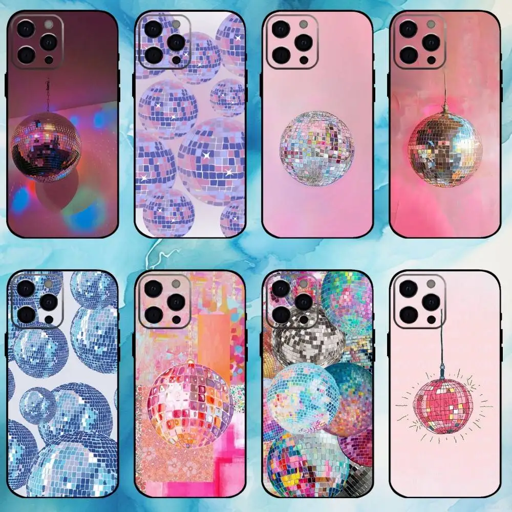 

Disco Ball Art Phone Case For iPhone17,16,15,14,13,12,11 Plus,Pro Max Soft Black Cover