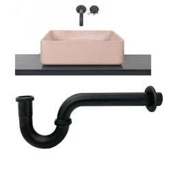 Black Bathroom Drain-pipe Siphon Sink Drain Flexible Pipe Bathroom Vanity Trap Antique Pop Up Filter Stopper P-TRAP Kit Valve