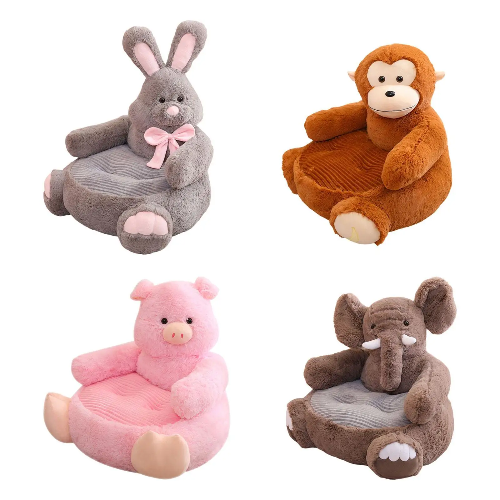 Children Sofa Seat Cartoon Lazy Sofa Decoration Animal Shaped Seat Cushion Plush Support Seat for Play Room Bedroom Living Room