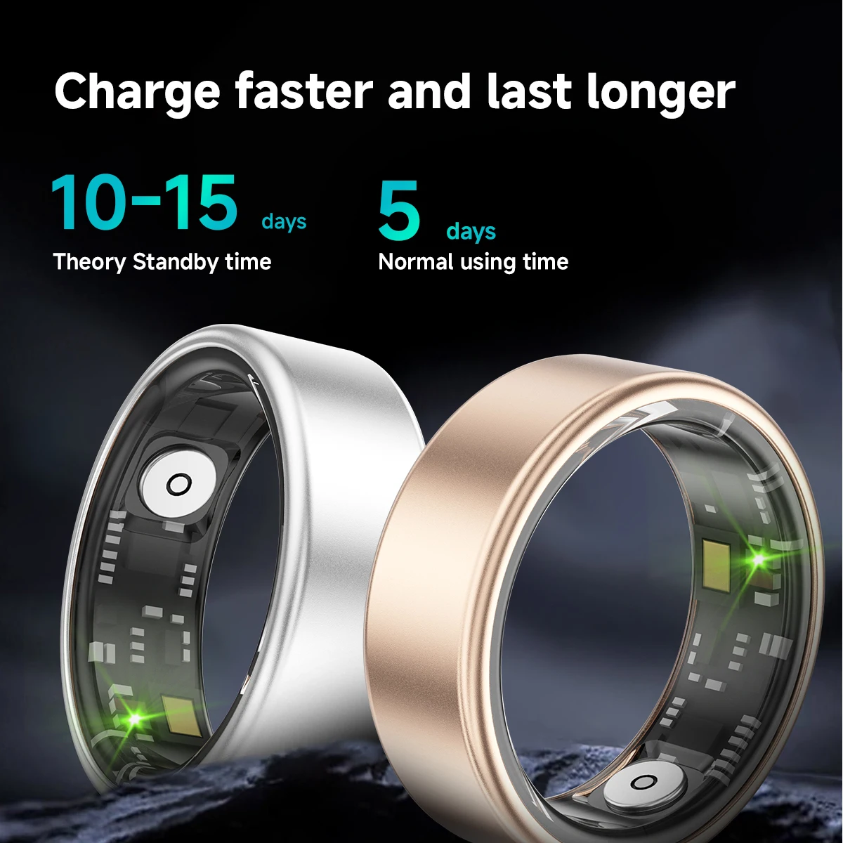 Smart Ring with Health Tracking, Long Battery Life, Real-Time Heart Rate and Blood Oxygen Monitoring, Daily Activity Tracking, S