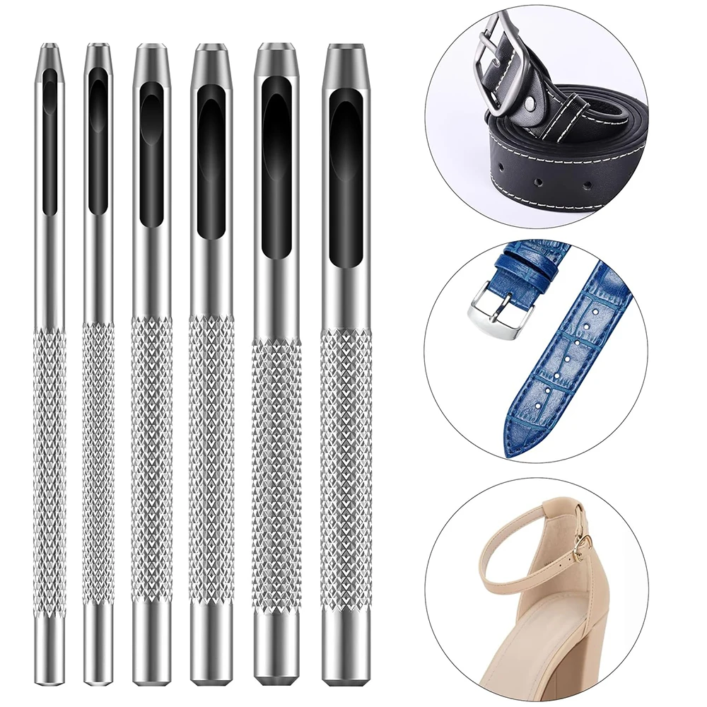 High-Quality 6pcs 1-5mm Hollow Punch Tools Durable Steel Leather Puncher Set Round Hole For Belt Bag Craft DIY