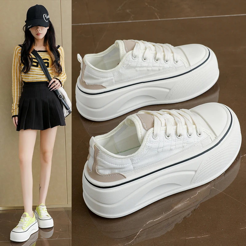 Women's Thick-Soled Platform Sneakers, Mesh Upper, Retro Style, Height-Boosting Walking Shoes