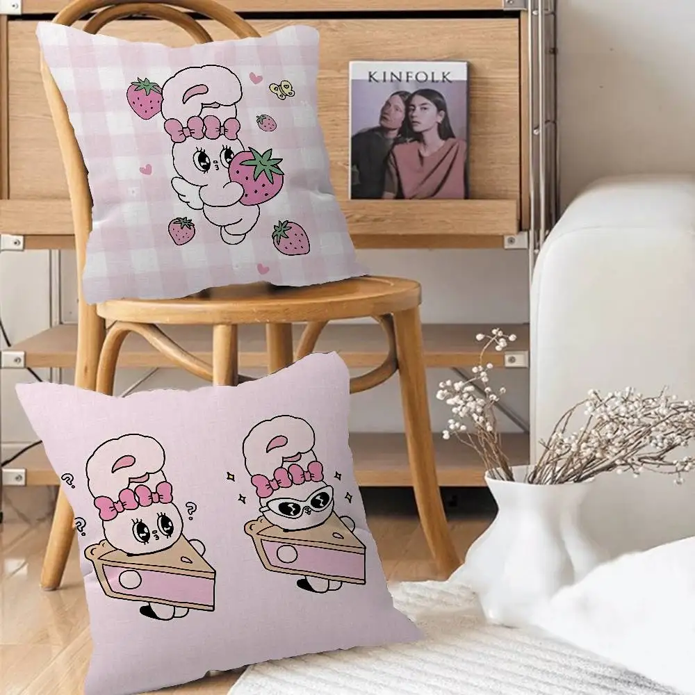 غطاء وسادة EstherS Anime Bunny غطاء وسادة قابل للإزالة وقابل للغسل - كتان ناعم لجميع المواسم
