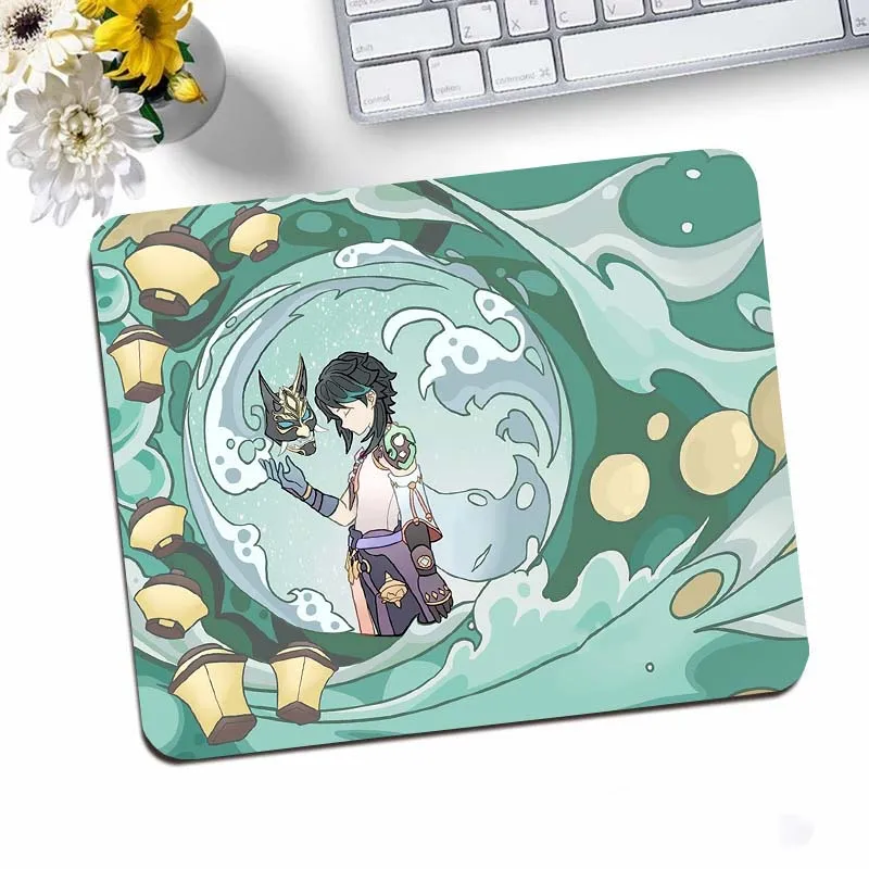 Pc Gamer Genshin Impact Klee Mousepad Glass Mause Pad Computer Desk Mat Kawaii Pad Gaming Accessories Mouse Carpet Cabinet Mats