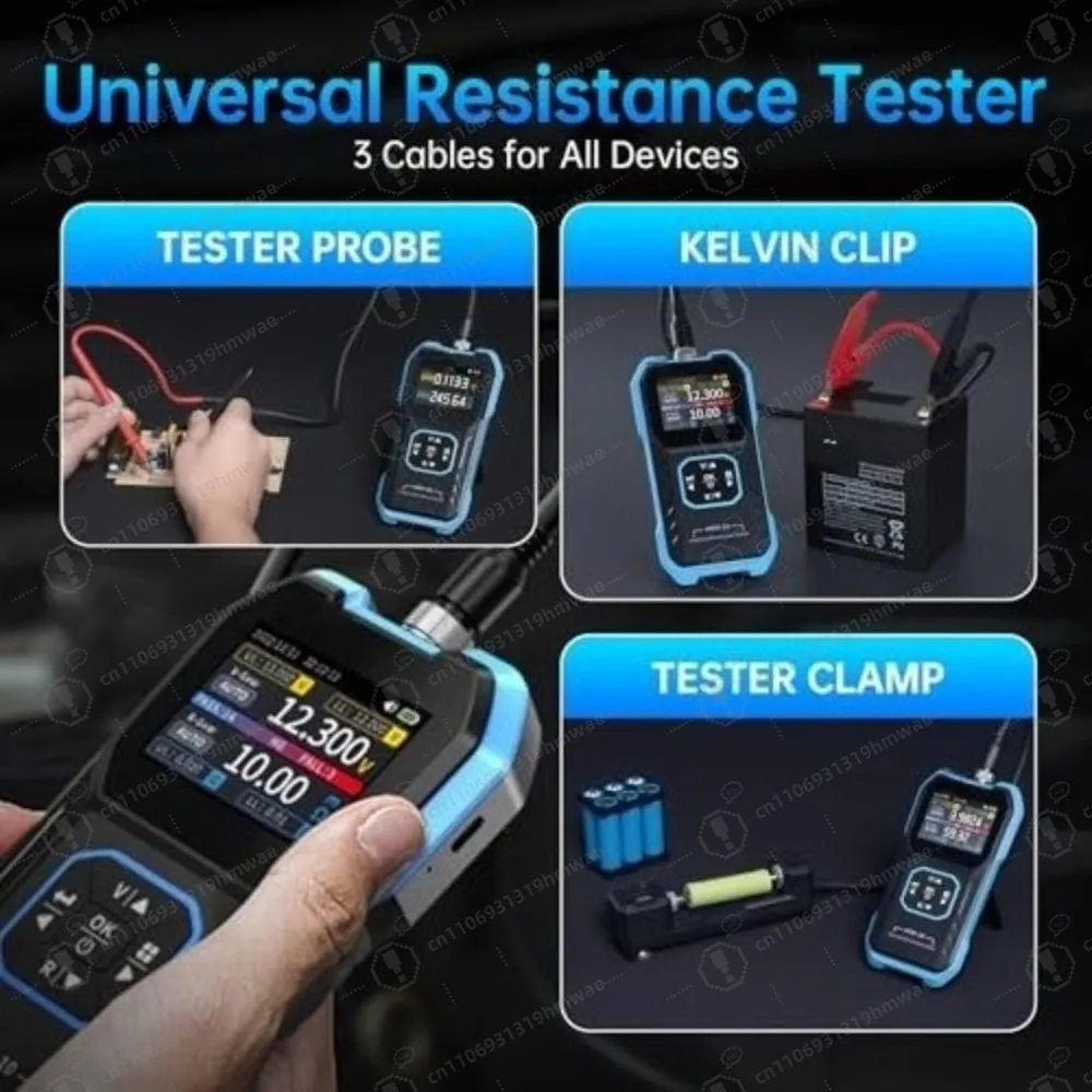 HRM-10 Car Battery Tester Voltage Internal Resistance Checker 100V 200Ω Universal Battery Test Tool for All Types of Batteries